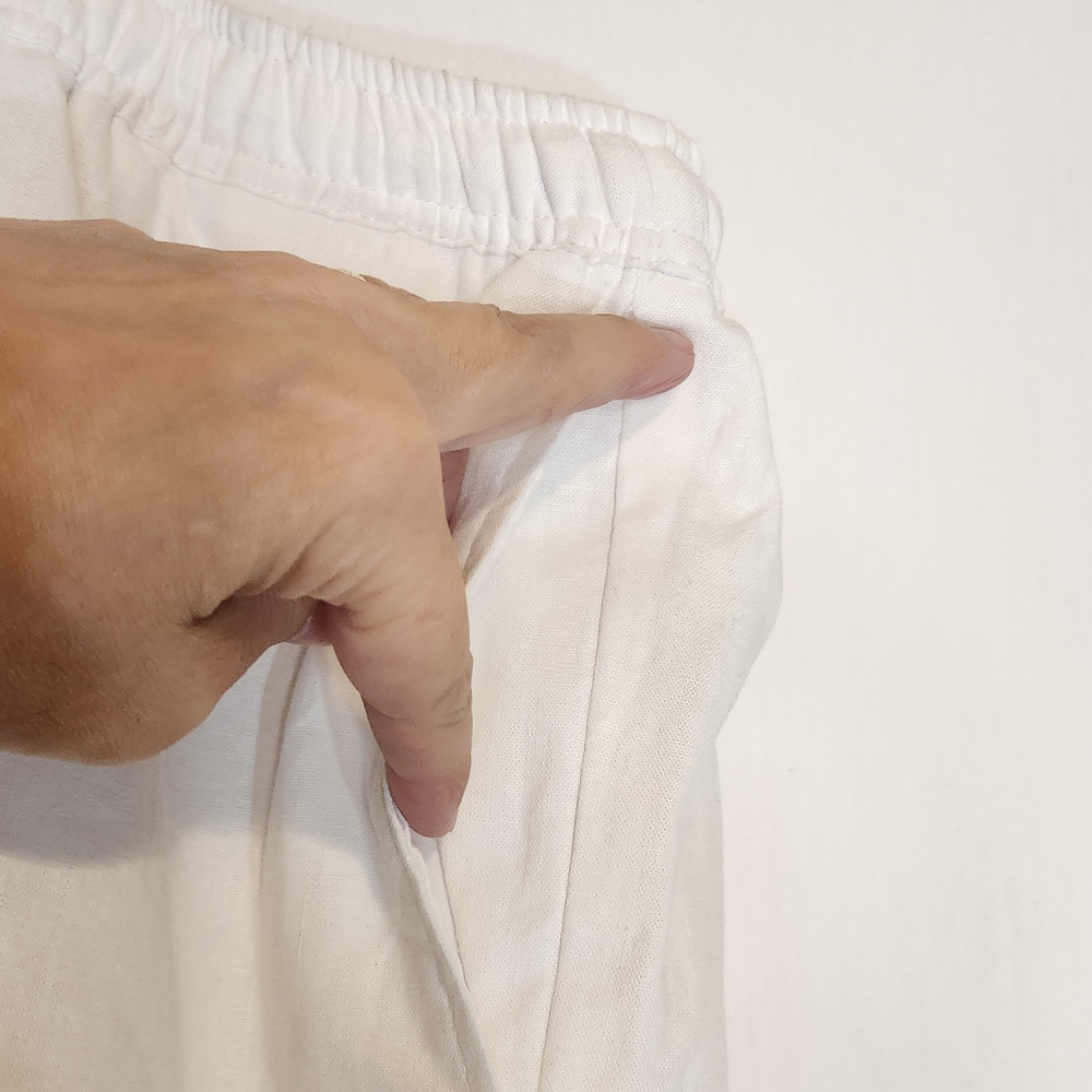 Sag Harbor White Capri Pants With Beaded Hem Detail. Lined. Linen. Plus Size 2X - Picture 6 of 11